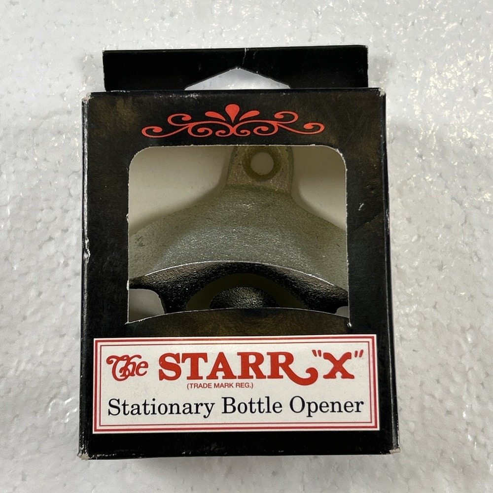 Starr X Stationary Wall Mount Bottle Opener Silver Blank NOS Deadstock USA Made